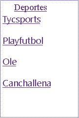 Cuadro de texto: DeportesTycsportsPlayfutbolOleCanchallena